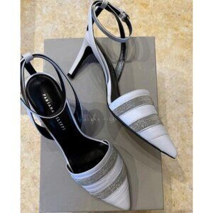 Fabiana Filippi Striped Embellished Pointed Toe Ankle Strap Sandals